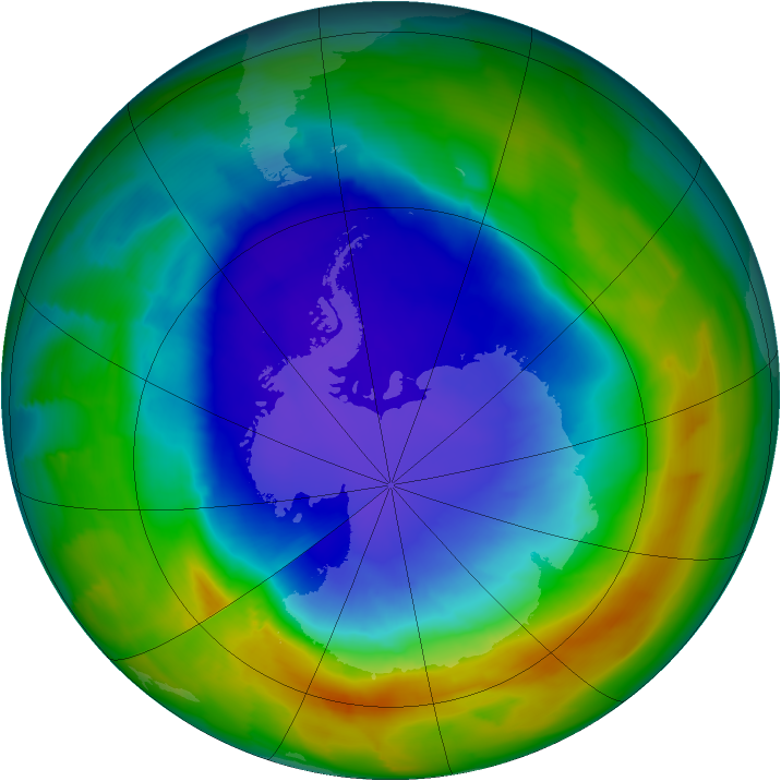 Antarctic ozone map for 12 October 2013